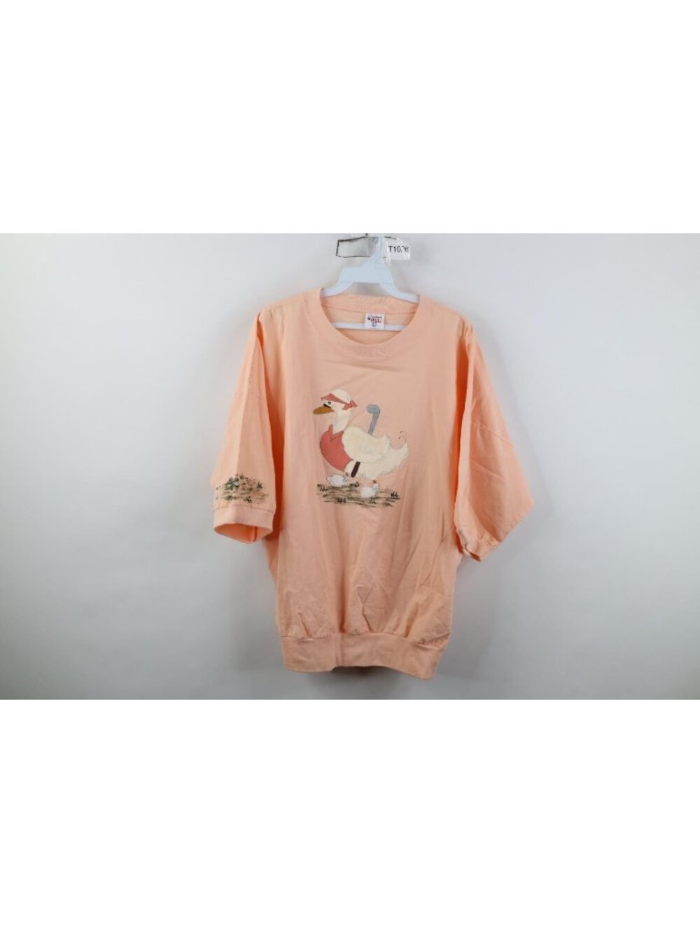 Vtg 80s 90s Womens Large Hand Painted Duck Golf Short Sleeve Jacket Shirt USA